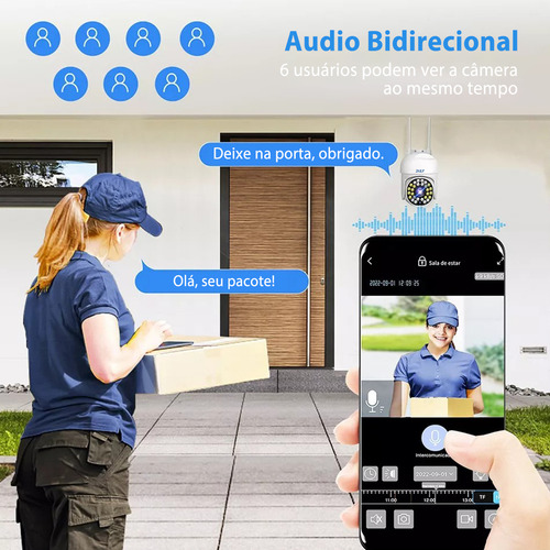 2nlf® Câmera De Segurança Ip Ip66 Prova D'agua App Icsee Audio Bidirecional Visão Noturna Interior/exterior Wifi 4mp