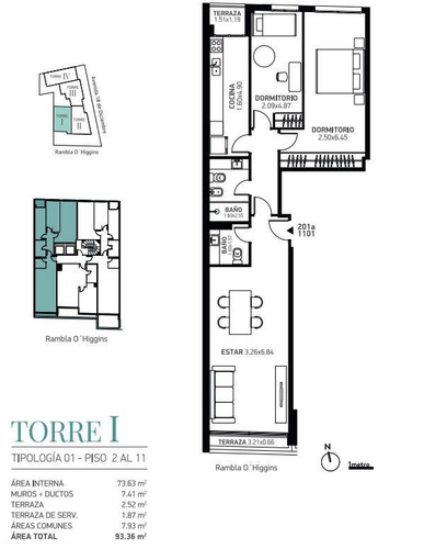 2 Dormitorios , Cocina Definida Con Terraza, 2 Baños, Sobre Rambla