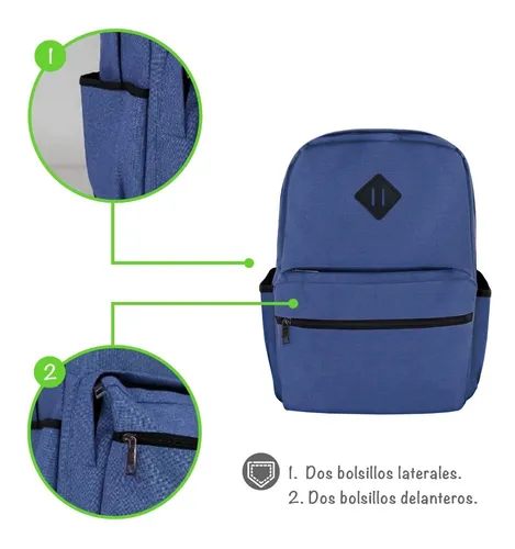 Mochila Escolar Facultad Doble Bolsillo Colores Varios