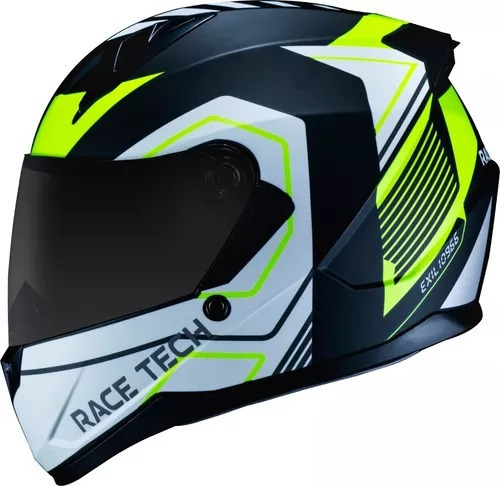 Capacete Race Tech Sector Exilio Matte Black Yellow Cor Azul Tamanho do capacete 57-58 M