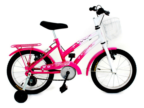 Bicicleta  de passeio infantil WRP Cindy Baby aro 16 freios v-brakes e cantilever cor pink/branco com rodas de treinamento