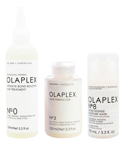 Olaplex Kit Paso 0 Reparador + 3 Acondicionador + 8 Máscara