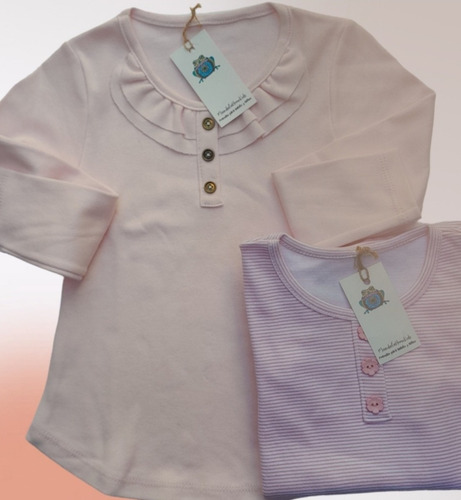 Remera Manga Larga Volado Niñas Talles 4 Al 14