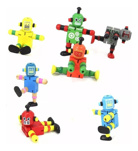 Mini Robot Articulado De Madera - Didáctico Montessori 06402