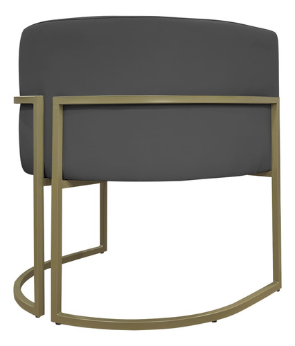 Kit 2 Poltronas Recepção Luna Corino Base Ferro Champagne Cor Cinza Desenho Do Tecido Liso