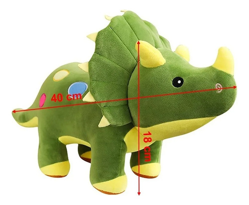 Dinosaurio Triceratops Verde Peluche 40 Cm De Largo Verde
