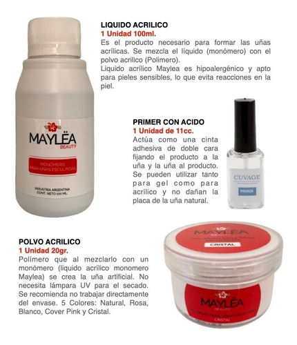 Imagen 3 de 10 de Kit Construccion Uñas Esculpidas Acrilico Polimero Monomero