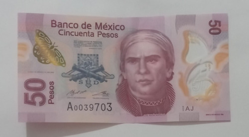 Billete De 50 Pesos Serie A Edicion 2019 Nuevo