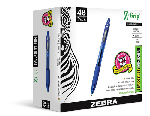 48x Zebra Pen Z-grip Retractable Ballpoint Pen, Mediu (idm0)
