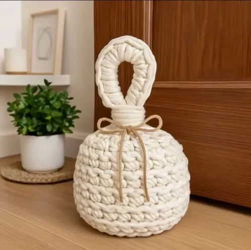 Peso De Porta Artesanal Crochê Aparador De Porta Decorativ