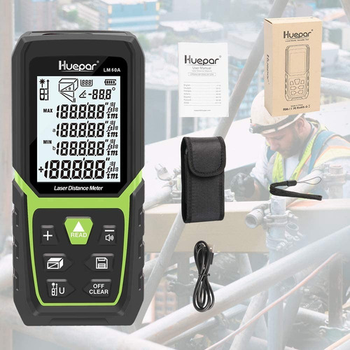 Imagen 4 de 4 de Medidor De Distancia Laser Huepar Lm50a - Bateria Recargable