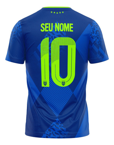 Camisa Do Brasil Azul Personalizada Com Seu Nome E Numero