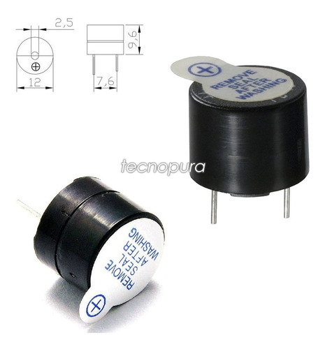 Buzzer / Zumbador Con Sonido Continuo De 5v - Tecnopura