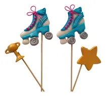 Comprar Toppers Porcelana Fría Patines Patinaje Artístico Rollers X4 Celeste Patines