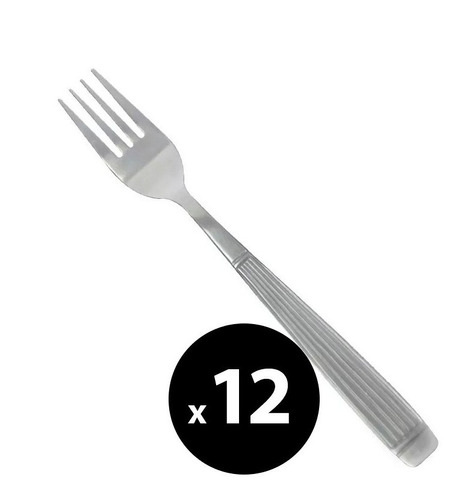 Pack 12 Cubiertos Tenedor Mesa Rayado Acero Gastronomico