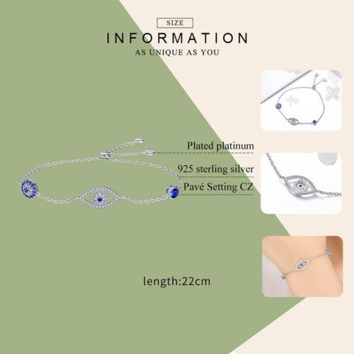 Imagen 4 de 10 de Pulsera Ojo Del Futuro Plata 925 Micro Pave Circonias Azules
