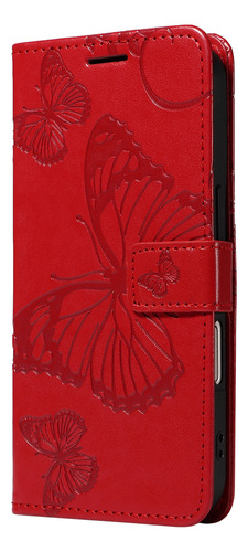 Funda Multifuncional De Piel Sintética Para Samsung Galaxy A Series, Funda Protectora Con Tapa En Relieve, Color Rojo