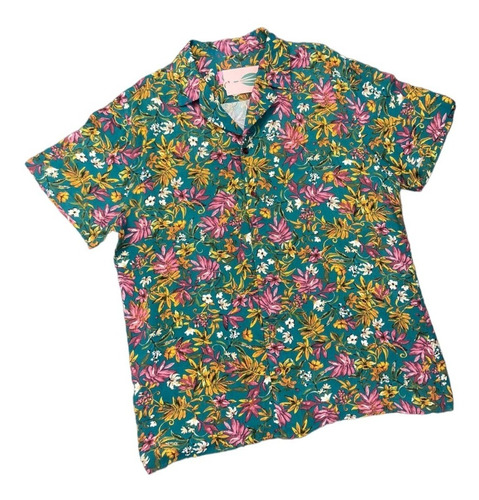 Camisa Caballero Verde Flores