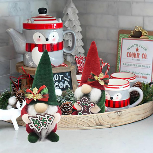 Gnomos De Navidad De Peluche Con Pan De Jengibre Rojos Christmas Gnomes