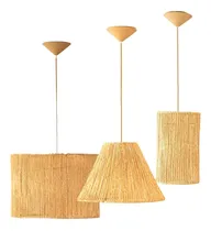 Comprar Composição 3 Luminárias De Teto Lustre Palha Natural Rústico