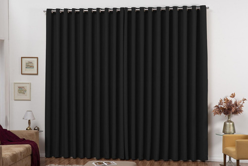 Cortina Lisboa Blackout Em Tecido 2,00 X 1,80 - Preto