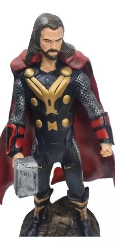 Estátua Thor Com Machado Resina Realista 18cm Altura Marvel