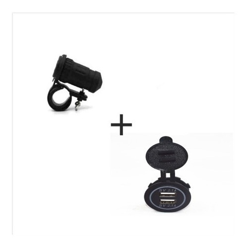 Imagen 1 de 7 de Kit Soporte Para Manillar De Moto + Toma 2 Usb Con Luz Led