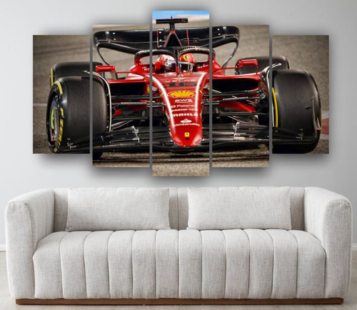 Set 5 Cuadros Decorativos Canvas Carro Formula 1 Rojo