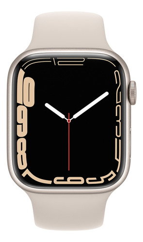 Imagen 2 de 9 de Apple Watch Series 7 (GPS, 45mm) - Caja de aluminio color blanco estelar - Correa deportiva blanco estelar