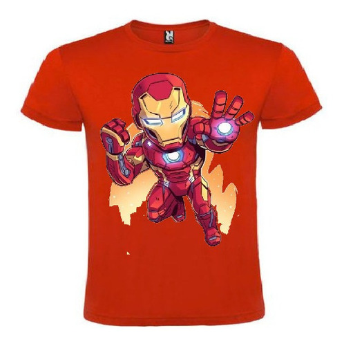 Polera Color Algodón 100% Niños Iron Man Avengers