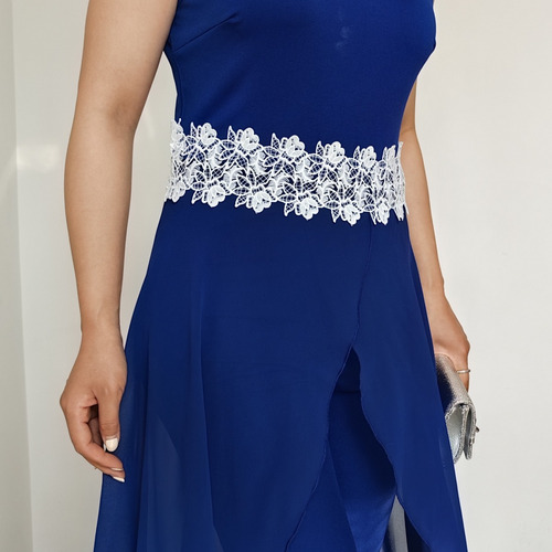 Enterizo Formal Elegante Cómodo Alta Elasticidad Mujer Azul