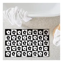 Comprar Alfombras De Baño Floral A Cuadros En Blanco Y Negro Aldopei
