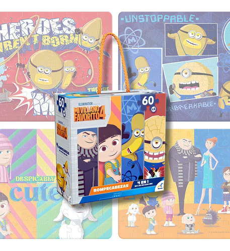 Rompecabezas 4 En 1 Mi Villano Favorito 4 Puzzle 60 Piezas