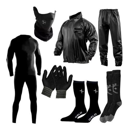 Traje Motoquero + Kit Termico 2 Pares Medias Guantes Cuello*