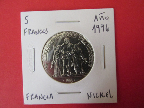 Moneda Francia 5 Francos De Prueba Año 1996 Nickel Escasa