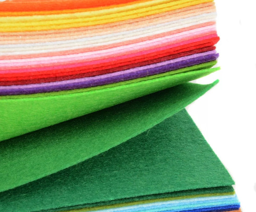 Tela Fieltro Hojas 50x70 Cm Pack 16 Unid Colores A Eleccion