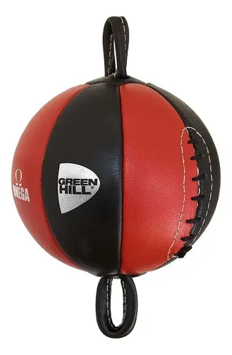 Palla Tesa Francese Omega Speed Ball Pera Boxe Pugilato Green Hill Vera Pelle (Palla Sola, Colore Palla Nero/rosso
