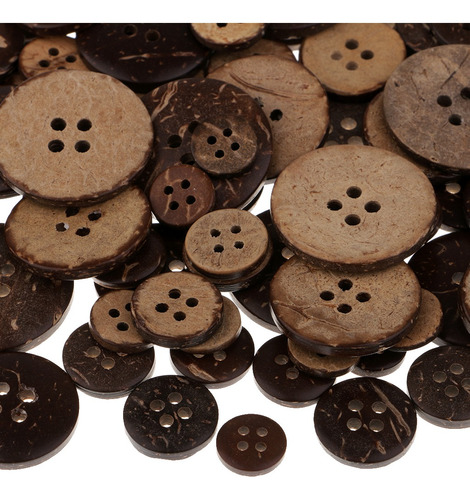 100 Piezas Botones Elegante De Concha De Coco Madera Color