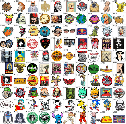 15 Sticker Parches Tela A Escoger Celular Rock Snoopy Skate
