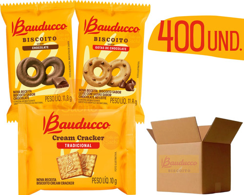 Kit Biscoito Bolacha Sache Bauducco Sabores Sortidos 400un