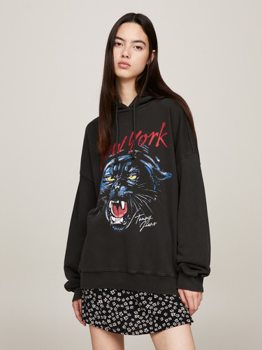 Polerón Hoodie Panther Logo Negro Tommy Jeans