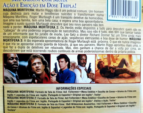 Box Máquina Mortífera 1, 2 & 3. Mel Gibson. (Usado)