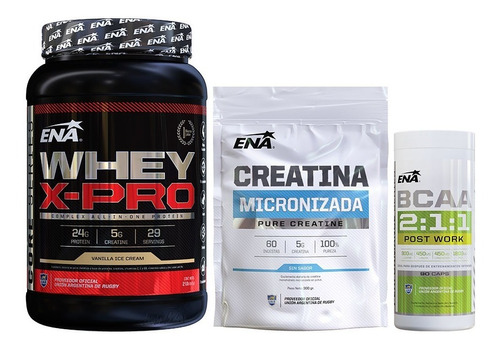 Proteina Whey X Pro Ena 1 Kg  + Creatina 300g + Bcaa 2:1:1