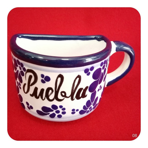Imagen 3 de 5 de Taza De Cerámica Poblana Color C/ Leyenda Media Taza 7cm Tz
