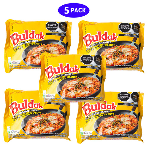 Ramen Buldak queso picante Samyang 5 unidades de 140g cada uno