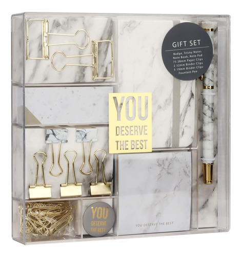 Marble Stationery Set Pluma Estilográfica Oro Clip Car...