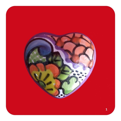 Imagen 2 de 7 de Set 20 Alhajeros Talavera Poblana Corazón 5cm P/recuerdo Lhj