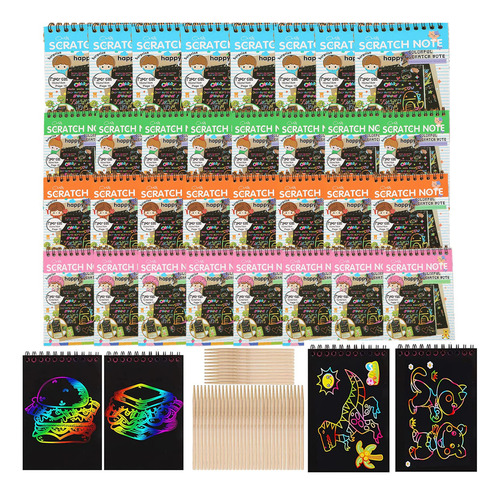 Scratch Art,paquete De 32 Cuadernos De Arte Para Rascar,