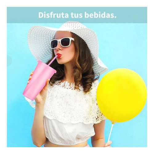 20 Vasos Reutilizables Plástico 710 Ml C/tapa Y Popote