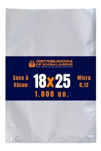 Embalagem Saco A Vacuo Alimento 18x25 1000 Unidades